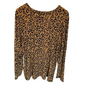 Chico's “Touch of Cool”Lg Sleeve Leopard Animal Print Top Tan Camel Black Sz XXL